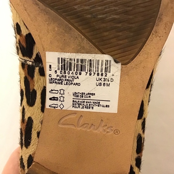 Clark’s 6 Pure Viola Loafers Animal Print Leopard Calf Hair Leather Women’s Shoe - Picture 7 of 10